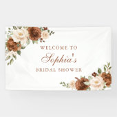花のあるサビ色のピーチグリーンオレンジのウェディングシャワー 横断幕 (横)