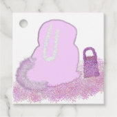 花のあるスパークリーのイースターバニーのバスケット フェイバータグ (正面)