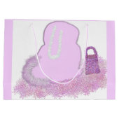 花のあるスパークリーのイースターバニーのバスケット ラージペーパーバッグ (裏面)