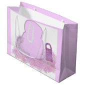 花のあるスパークリーのイースターバニーのバスケット ラージペーパーバッグ (正面アングル)