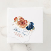 花のあるテラコッタ ネイビーブルー ボヘミアンスタイルのウェディング お礼 フェイバータグ (インサイチュ)