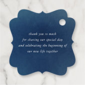 花のあるテラコッタ ネイビーブルー ボヘミアンスタイルのウェディング サンクス フェイバータグ (裏面)