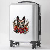 花のあるドイツの羊飼い シール (スーツケース)
