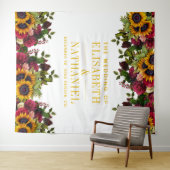 花のあるラスティックなウェディング フォトブースの背景 タペストリー (インサイチュ(横))