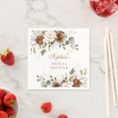 花のあるラスティックなクリーム色とグリーンとゴールドのウェディングシャワーパーティー スタンダードカクテルナプキン (インサイチュ)