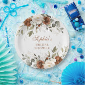 花のあるラスティックなクリーム色とグリーンのゴールドのブライダルシャワープレート ペーパープレート (パーティー)