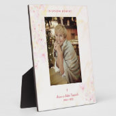 花のある伝統的で優雅なピンクの写真の葬儀 フォトプラーク (側面)