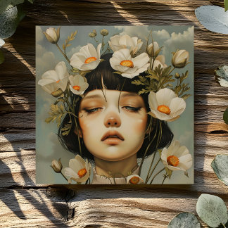 花のある女性 カード