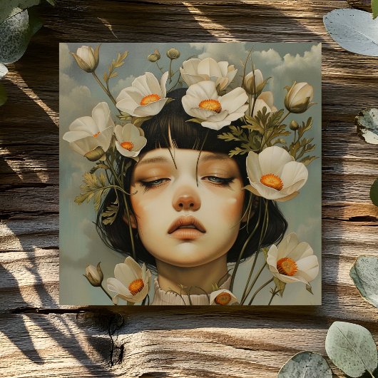 花のある女性 カード