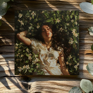 花のある女性 カード