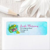 花のある熱帯トカゲ ラベル (インサイチュ)