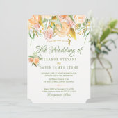 花のある牧歌的なゴールドのセージエレガントなウェディング 招待状 (スタンド正面)