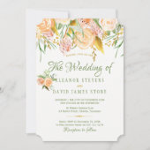 花のある牧歌的なゴールドのセージエレガントなウェディング 招待状 (正面)