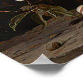 花のある白いマグノリアの枝 ポスター (角)