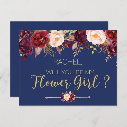 花のある秋のフラワーガールカードになりますか 招待状 (正面/裏面)