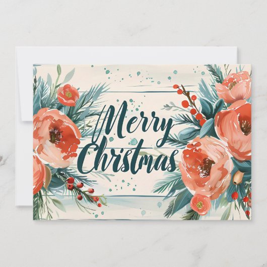 花のある素朴なクリスマスカード シーズンカード (正面)