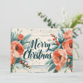 花のある素朴なクリスマスカード シーズンカード (スタンド正面)