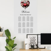 花のある高貴なゴシック様式のハート ポスター (ホームオフィス)