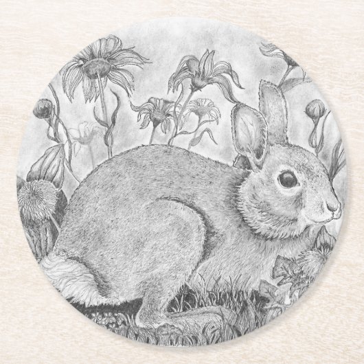 花のうさぎ ラウンドペーパーコースター (正面)