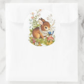 花のかわいいヴィンテージの春のイースターのウサギ ラウンドシール (バッグ)