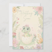 花のかわいい赤ちゃんワニの卵から生まれる - 女の子 招待状 (裏面)