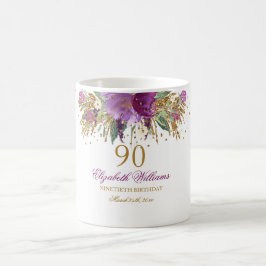 花のきらめきアメジスト 90歳の誕生日 コーヒーマグカップ