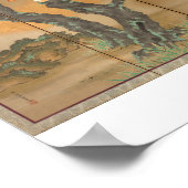 「花のさくらんぼと秋の紅葉と詩スリップまたは滑ること」 ポスター (角)