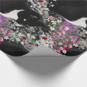 花のそばかすIIの白黒のタキシード猫 ラッピングペーパー (角)