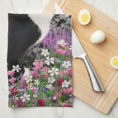 花のそばかすII -タキシードの子猫猫 キッチンタオル (四つ折り)