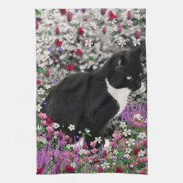 花のそばかすII -タキシードの子猫猫 キッチンタオル