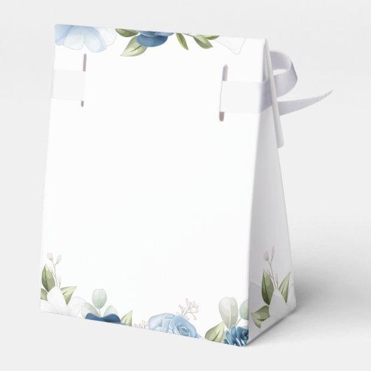 花のちりばめられたダスティーブルーの水彩画 ブライダルシャワー フェイバーボックス (裏面サイド)