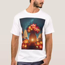 花のついた大きな花瓶を持つ生け花 Tシャツ