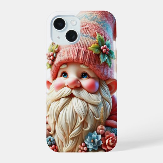 花のついた小人 iPhone 15ケース (裏面)