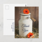 花のついた素朴な白のミルクピッチャー　サンキュー ポストカード (正面/裏面)