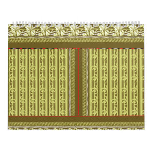 花のついた花瓶の十字縫い模様 カレンダー