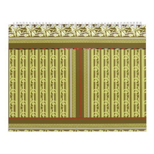 花のついた花瓶の十字縫い模様 カレンダー (カバー)