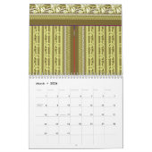 花のついた花瓶の十字縫い模様 カレンダー (3月 2026)