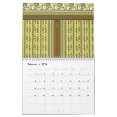 花のついた花瓶の十字縫い模様 カレンダー (2月 2026)