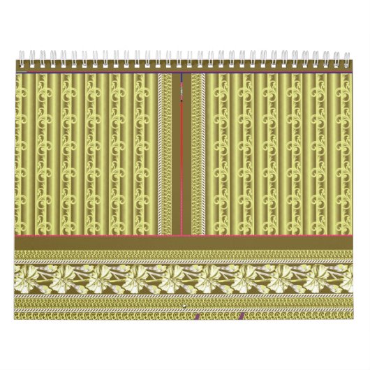 花のついた花瓶の十字縫い模様 カレンダー (カバー)