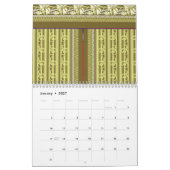 花のついた花瓶の十字縫い模様 カレンダー (1月 2027)