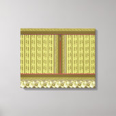 花のついた花瓶の十字縫い模様 キャンバスプリント (正面)