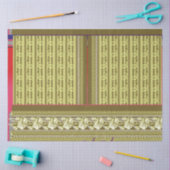 花のついた花瓶の十字縫い模様 薄葉紙 (クラフト)