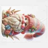 花のついた gnome フリースブランケット (正面(横))