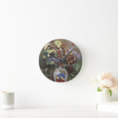 花のつぼの静物画(紙でパステル調) ラウンド壁時計 (ホーム)