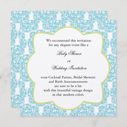 花のつる植物の円形浮彫りの招待状 招待状 (正面/裏面)