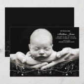 花のつる植物の写真の誕生の発表 案内状 (正面/裏面)