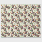 花のつる植物の渦巻のベビーのオランウータン ラッピングペーパー (フラット)