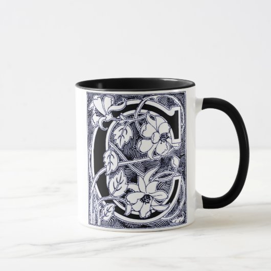 花のつる植物文字'C' (青) - Mag マグカップ (右)