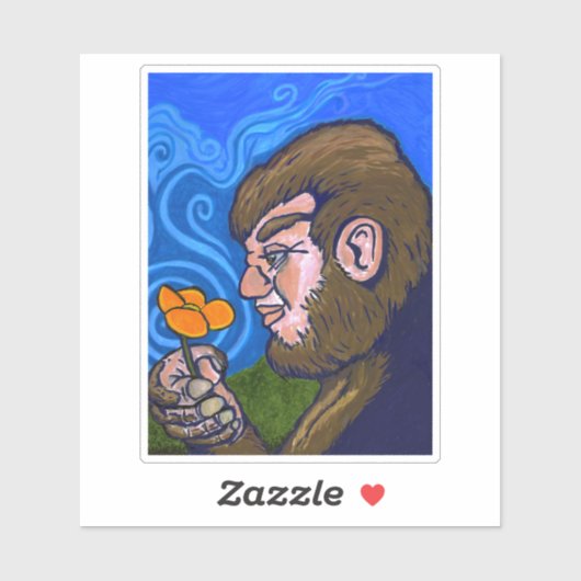 花のにおいを嗅ぐ心の優しい大足 シール (シート)