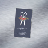 花のはさみ-濃紺の美容師 マグネット名刺 (インサイチュ)